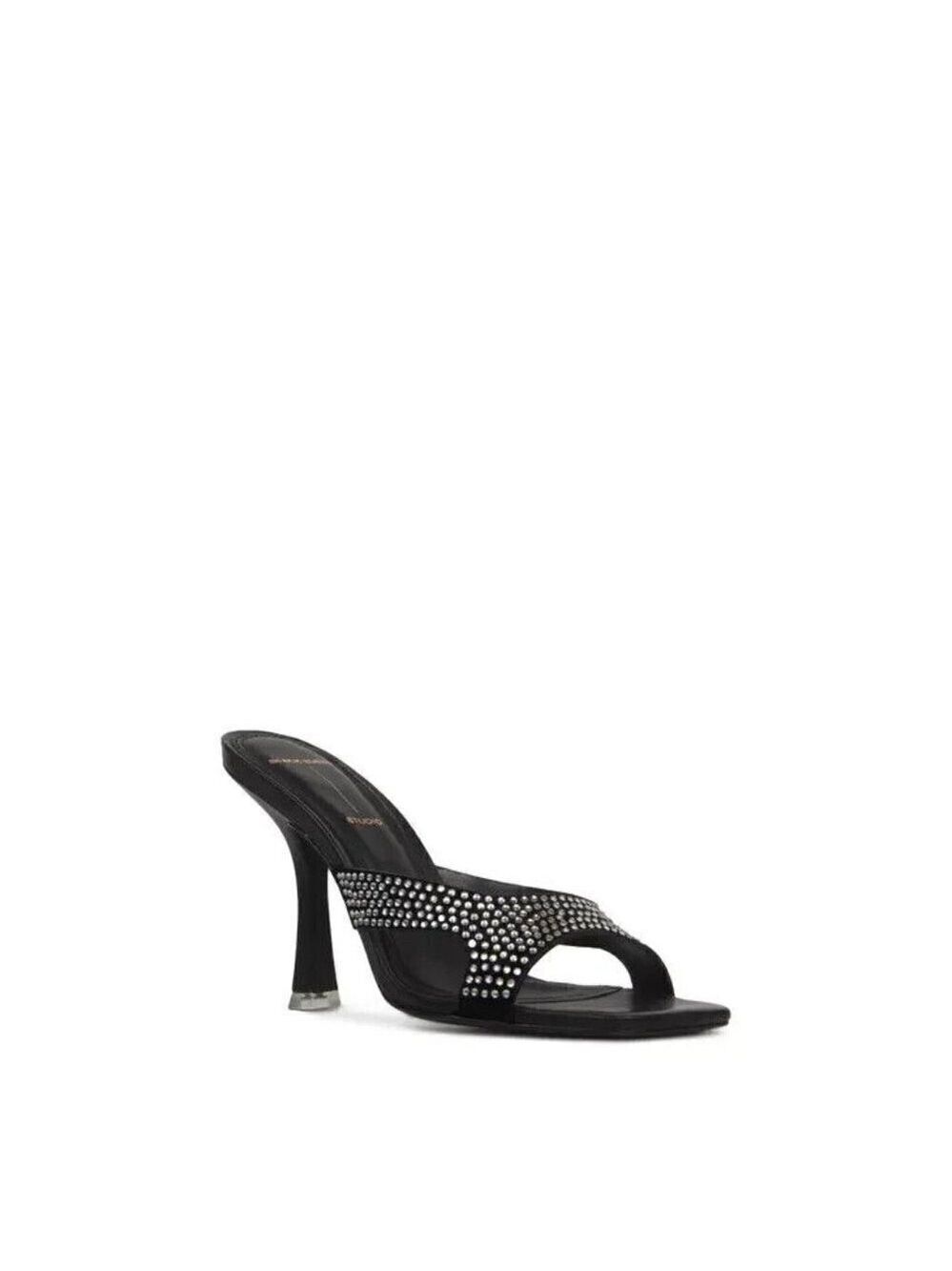 BLACK Suede Studio Sandals BNWOT Heels Women New Crytstals
